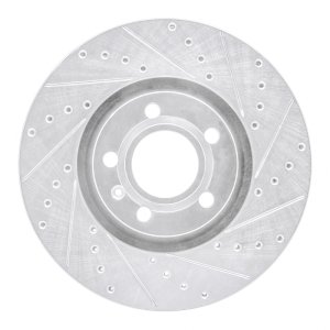 Audi A6 Quattro Brake Rotor (1) - Front Right - R1 Concepts - Drilled & Slotted - Silver - `97-`06